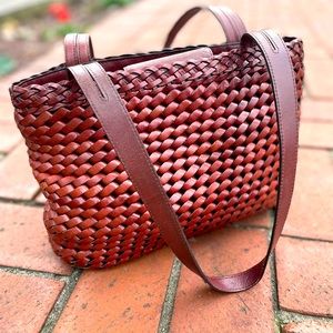Fossil Basket Weave Medium Tote Bag Purse